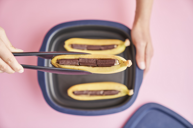 Tupperware Grillatut Banaanit Sulatetulla Suklaalla 