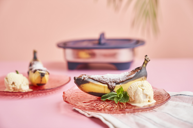 Tupperware Grillatut Banaanit Sulatetulla Suklaalla 